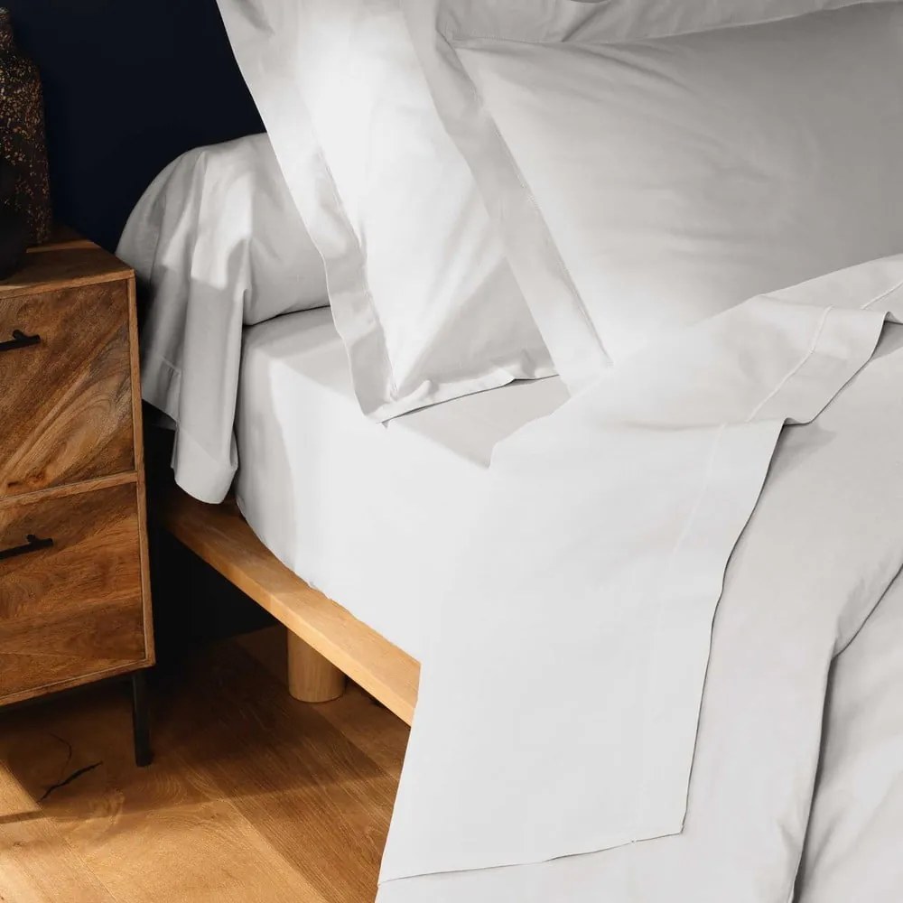 Lenzuolo bianco in cotone elasticizzato 180x200 cm Lina - douceur d'intérieur