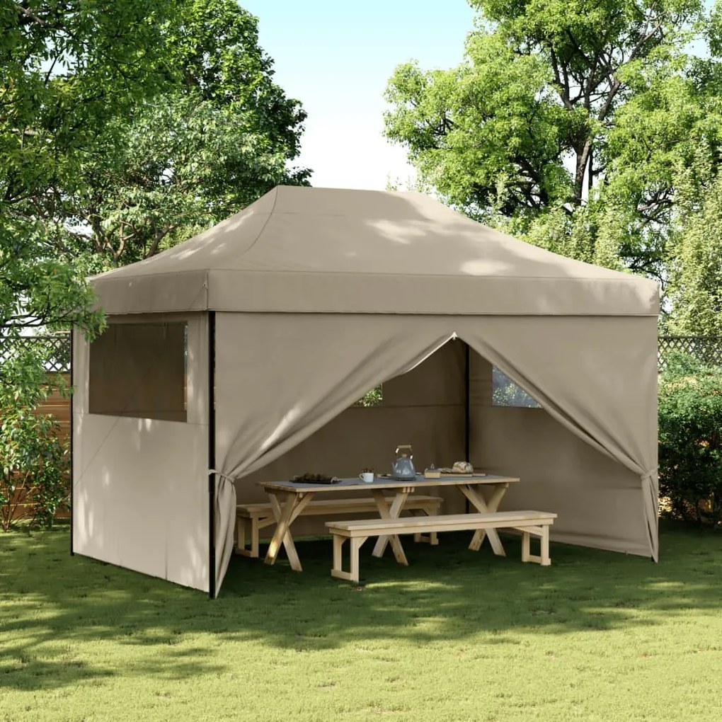 Tendone Per Feste Pieghevole Pop-up Con 4 Pareti Tortora /
