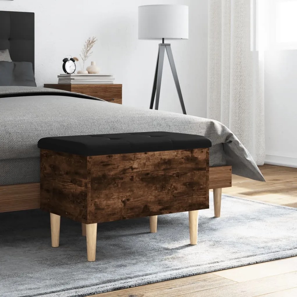 Panca portaoggetti rovere fumo 62x42x46 cm legno multistrato