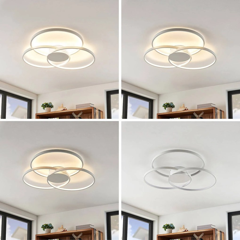 Lindby plafoniera LED Riley, bianca, metallo, 80 cm, dimmerabile