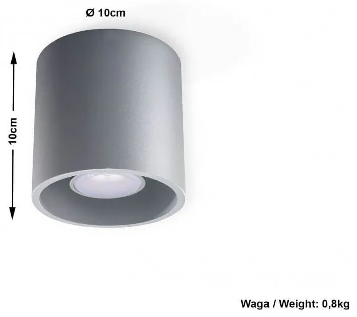 Plafoniera da Soffitto in Alluminio ORBIS 1 GU10 Grigia da interno Colore del corpo Grigio