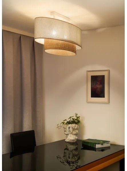 Duolla - Lampadario a plafone DOUBLE OVAL NATURE 2xE27/15W/230V color crema/beige