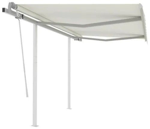 Tenda da Sole Retrattile Manuale con Pali 3x2,5 m Crema