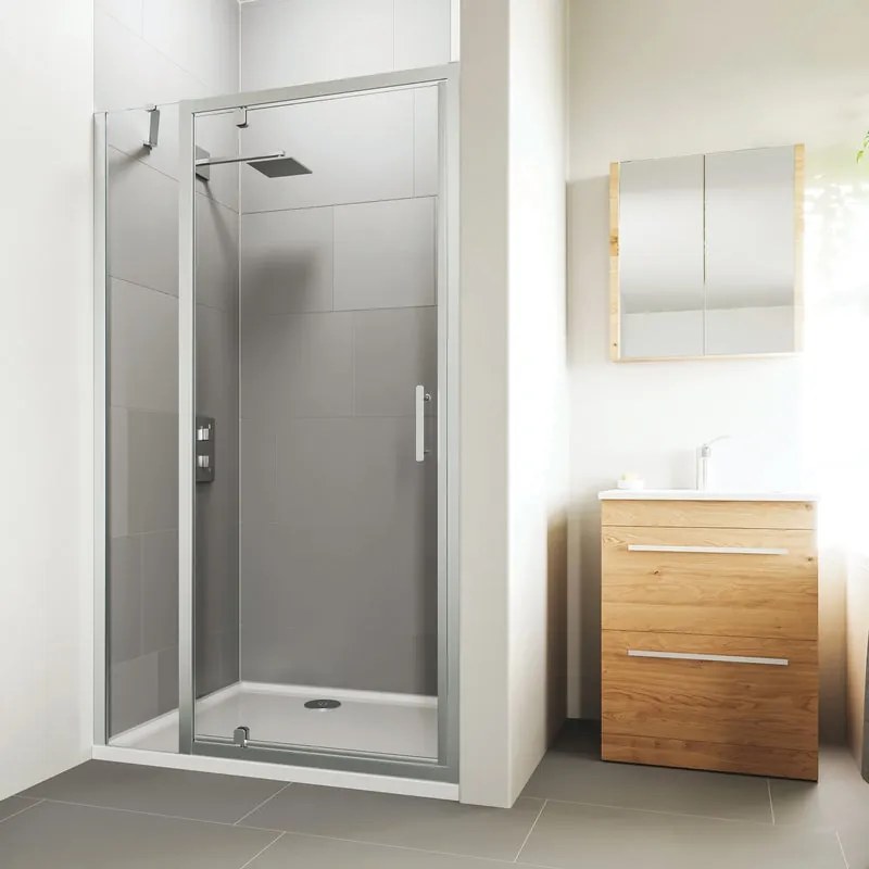 Fisso in linea Verve L 190 cm x H 190 cm per nicchia in vetro trasparente SP. 6 mm, profilo lucido cromo, serie Verve