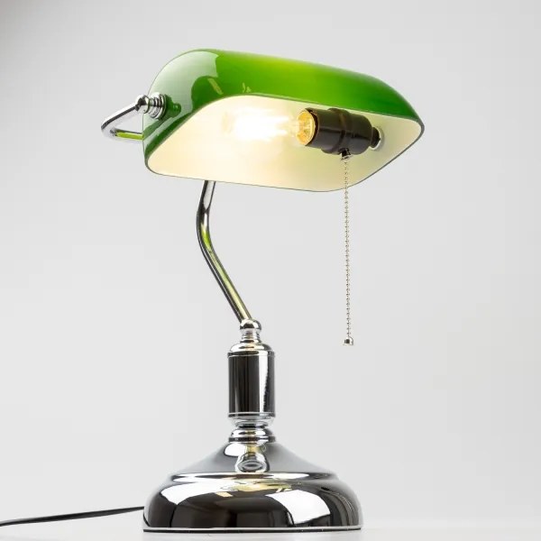 Brilagi - Lampada da tavolo BANK OFFICE 1xE27/60W/230V cromo lucido/verde