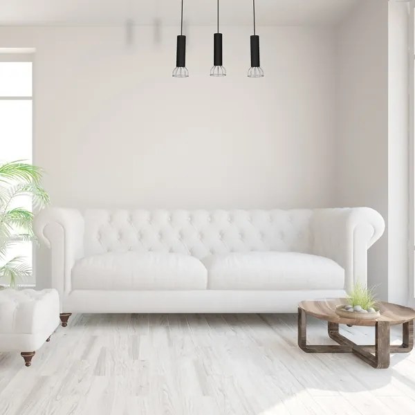 Lampadario su corda DANTE 3xGU10/25W/230V nero/cromo lucido