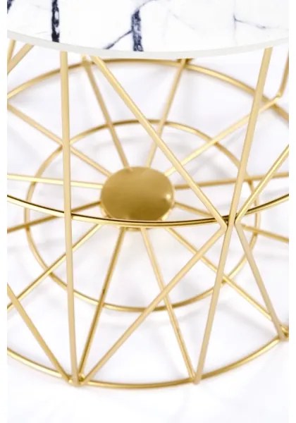 Tavolino HARISSA 41x42 cm oro/bianco marmor decor