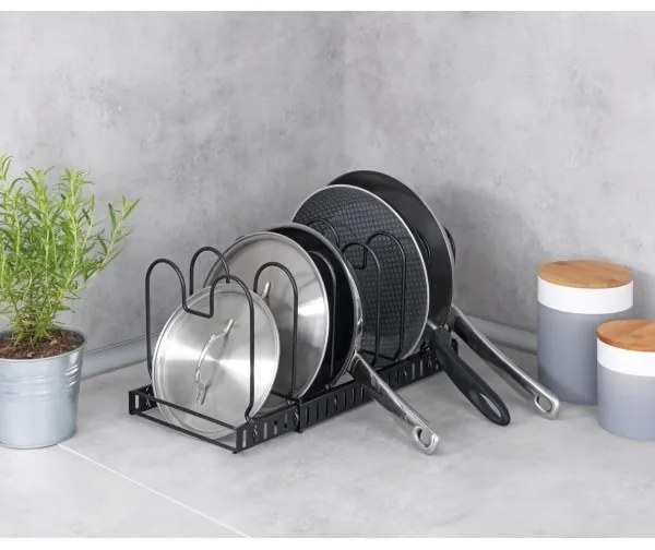 WENKO 53149100 - Porta coperchi e padelle 18x18 cm nero