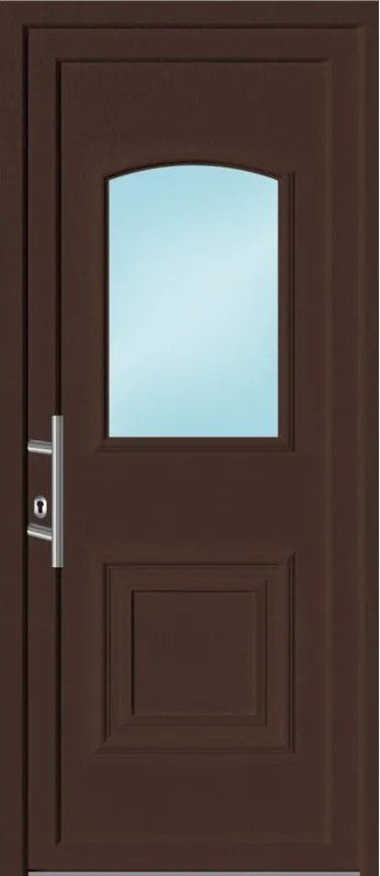 Portoncino d'ingresso 30005 con vetro L 90 x H 210 cm in PVC noce, apertura spingere a destra