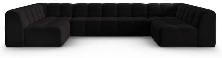 Divano angolare in velluto nero (a U) Kendal - Micadoni Home