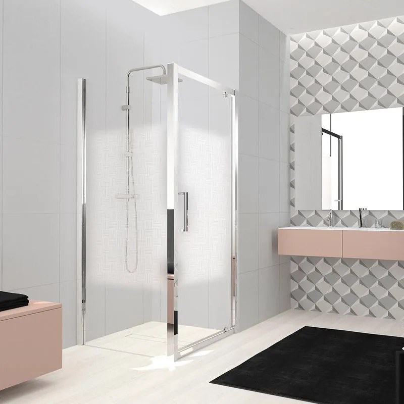Box doccia con ingresso frontale Lead L 120 x H 200 cm serigrafato profilo cromato