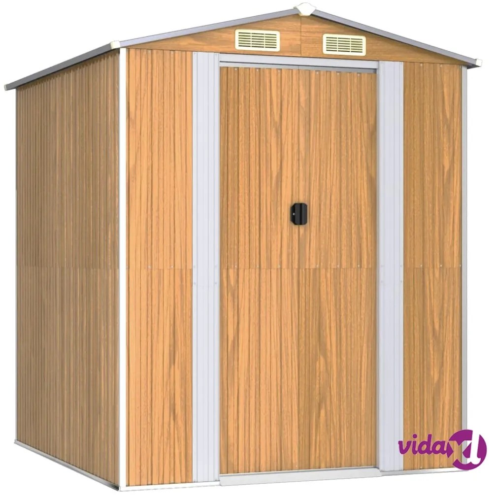 vidaXL Capanno Giardino Marrone Chiaro 192x191x223 cm Acciaio Zincato