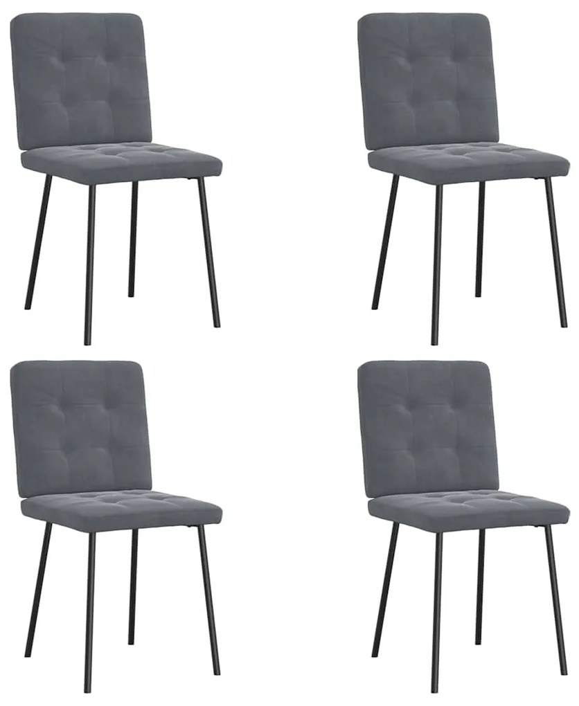 Sedie Da Pranzo 4 Pz Grigio Scuro İn Velluto /