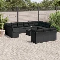 Set Divani da Giardino 14pz con Cuscini in Polyrattan Nero 3218455