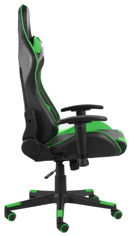 Sedia da gaming girevole verde in pvc