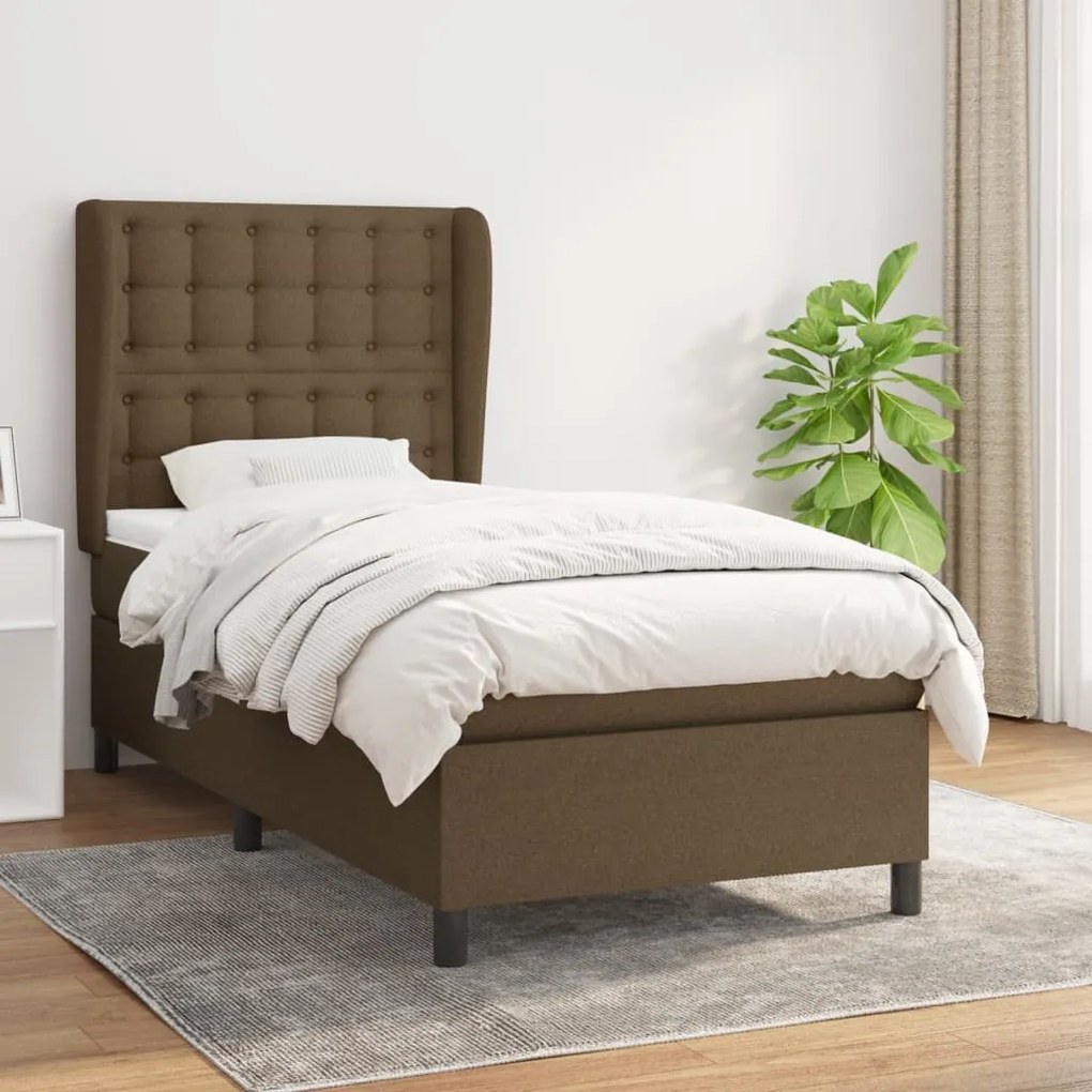 Giroletto A Molle Con Materasso Marrone Scuro 80x200 Cm Tessuto /