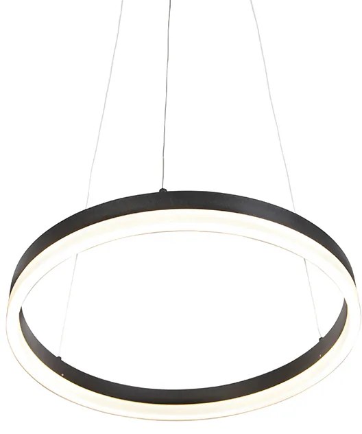 Lampada a sospensione di design nera 40 cm incl. LED dimmerabile a 3 step - Anello