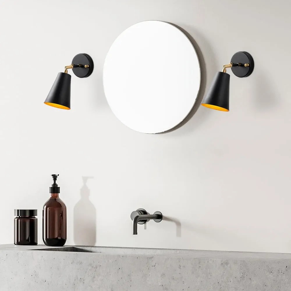 Lampada da parete in nero e oro ø 10 cm Evander - Opviq lights