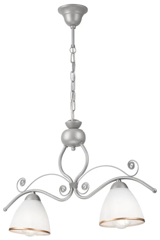 Lampadario a sospensione con catena RETRO 2xE27/60W/230V argento