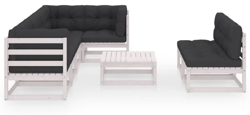 Set divani da giardino 8 pz con cuscini legno massello di pino