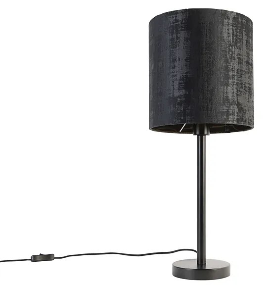 Lampada da tavolo moderna nera con paralume nero 25 cm - Simplo