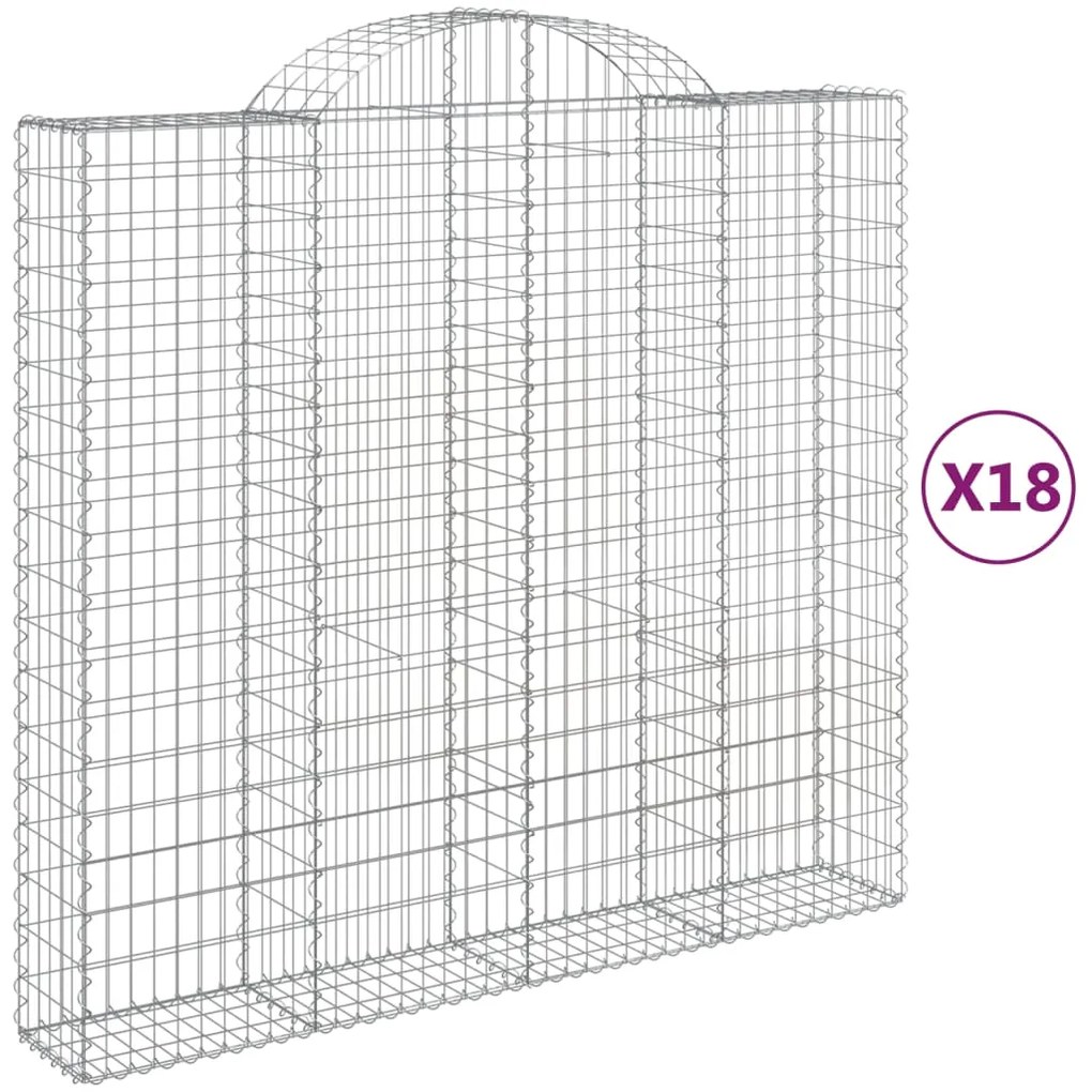 Cesti Gabbioni ad Arco 18 pz 200x50x180/200 cm Ferro Zincato