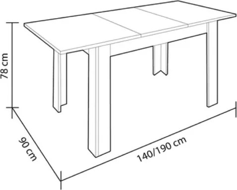 Tavolo allungabile da pranzo rettangolare in legno 140-190x90 cm Kendra Rovere