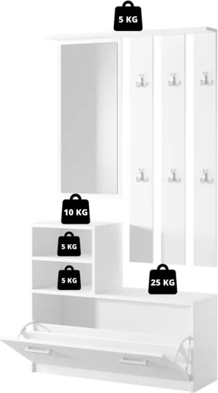 Mobile Da Ingresso  Con Scarpiera Appendiabiti E Specchio Lind Tortora