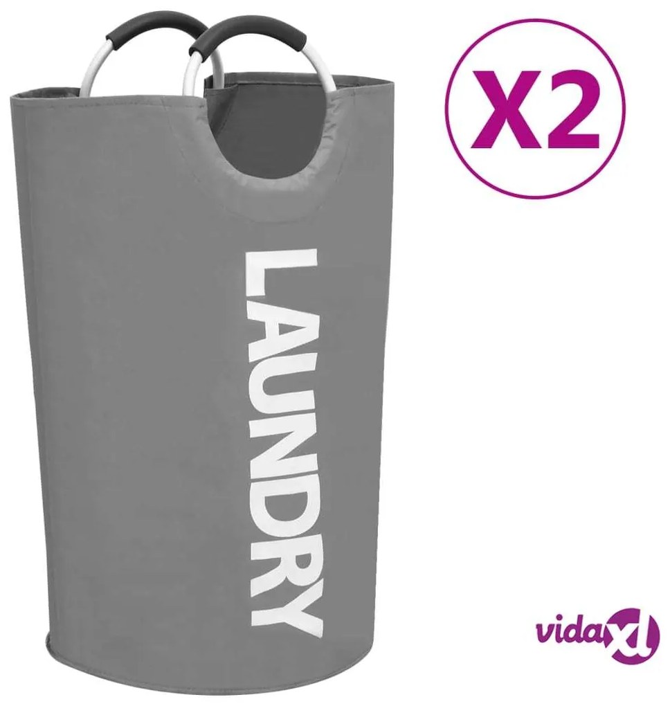 vidaXL Portabiancheria 2 pz Grigio