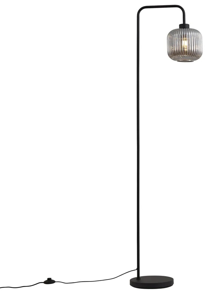 Lampada da terra di design nera con vetro fumé - Ana
