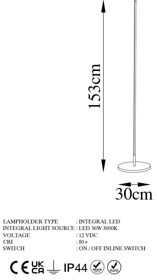 Lampada da terra a LED nera (altezza 153 cm) Only - Opviq lights