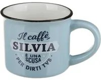 Tazzina caffè con nome Silvia in gres porcellanato