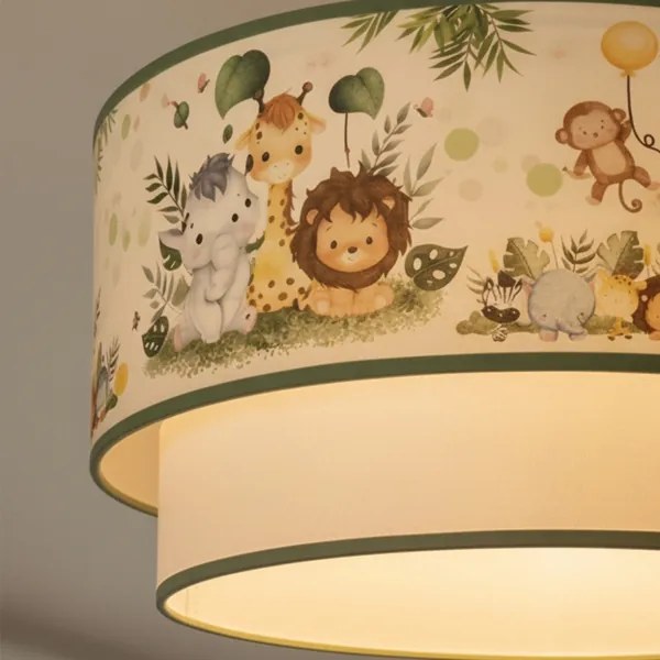 Brilagi-LED Plafoniera per bambini BOBO 1xE27/60W/230V Ø 40 cm crema/verde/giungla