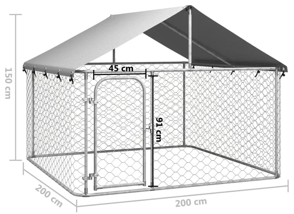 Gabbia per cani da esterno con tetto 200x200x150 cm