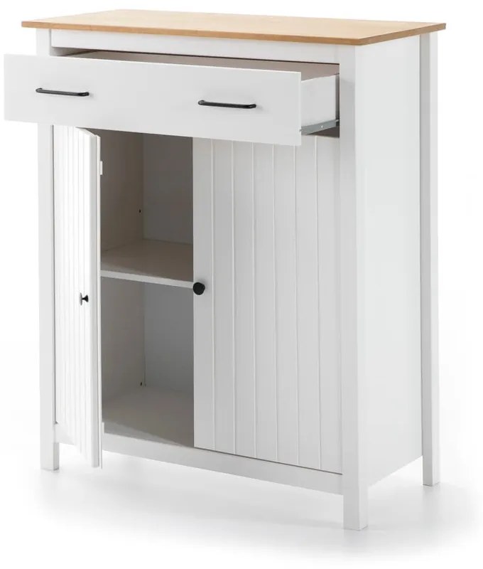 Cassettiera alta bianca in legno di pino 90x110 cm Miranda - Marckeric