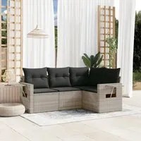 Set Divano da Giardino 4pz con Cuscini Grigio Chiaro Polyrattan 3252449