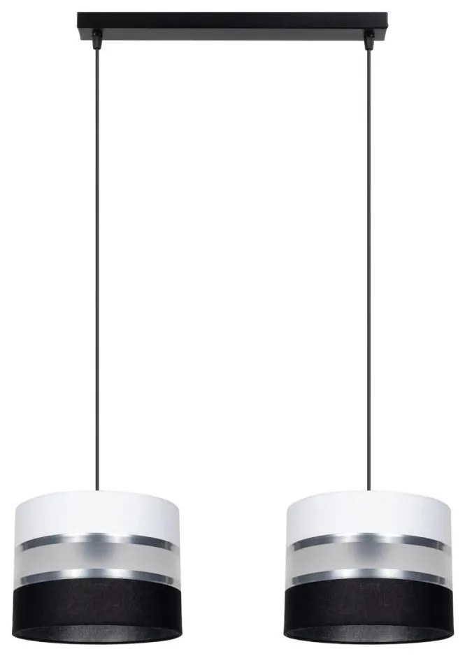 Lampadario a sospensione con filo CORAL 2xE27/60W/230V bianco e nero
