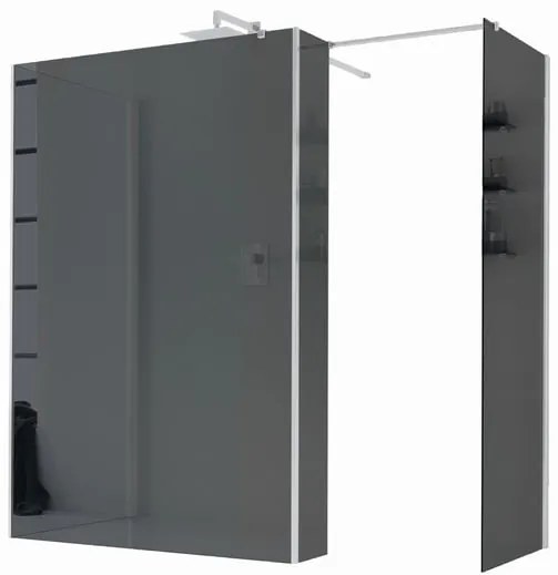 Box doccia walk-in Wens, vetro fumè 6 mm, H 200 cm, profilo bianco