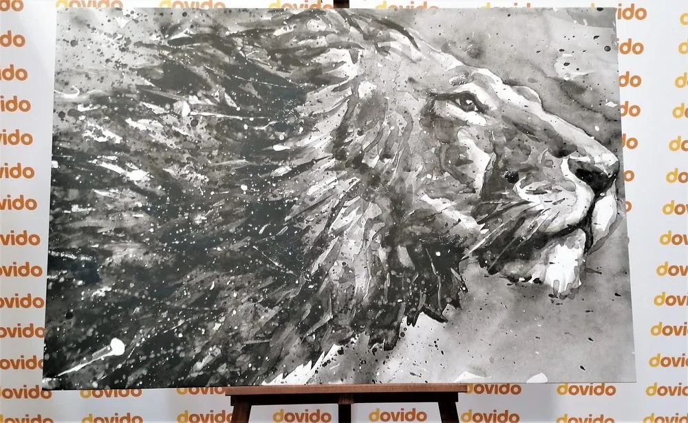 Stampa su tela – Re degli animali in acquerello bianco e nero