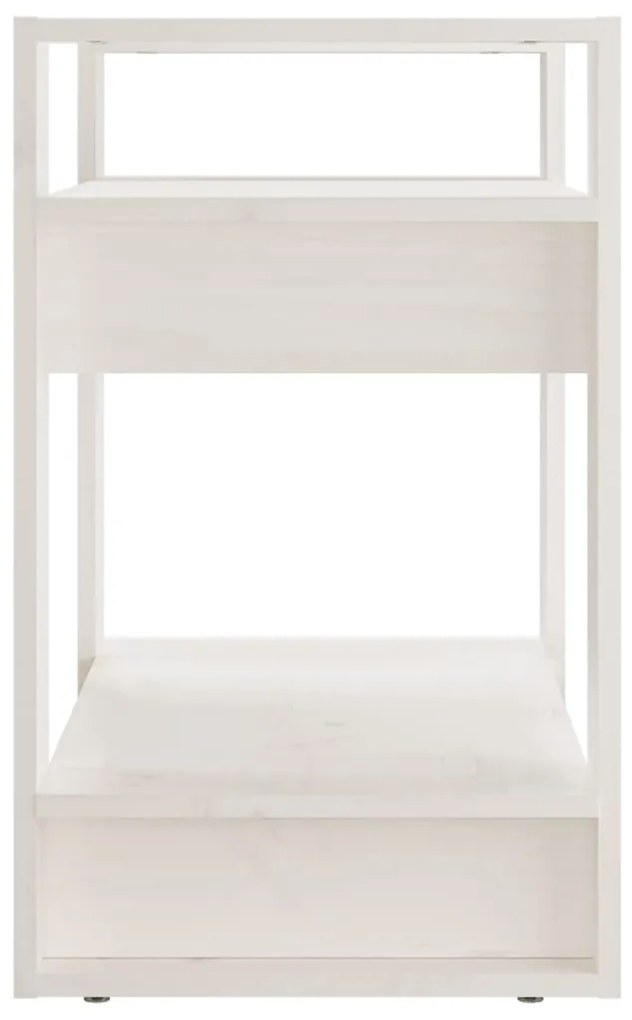 Libreria/Divisorio Bianco 60x35x57 cm in Legno Massello di Pino