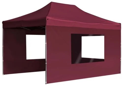 Gazebo Professionale Pieghevole Alluminio Pareti 4,5x3m Rosso