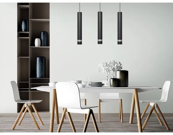Lampadario LED a sospensione con filo TUBA 3xGU10/4,8W/230V nero/cromo