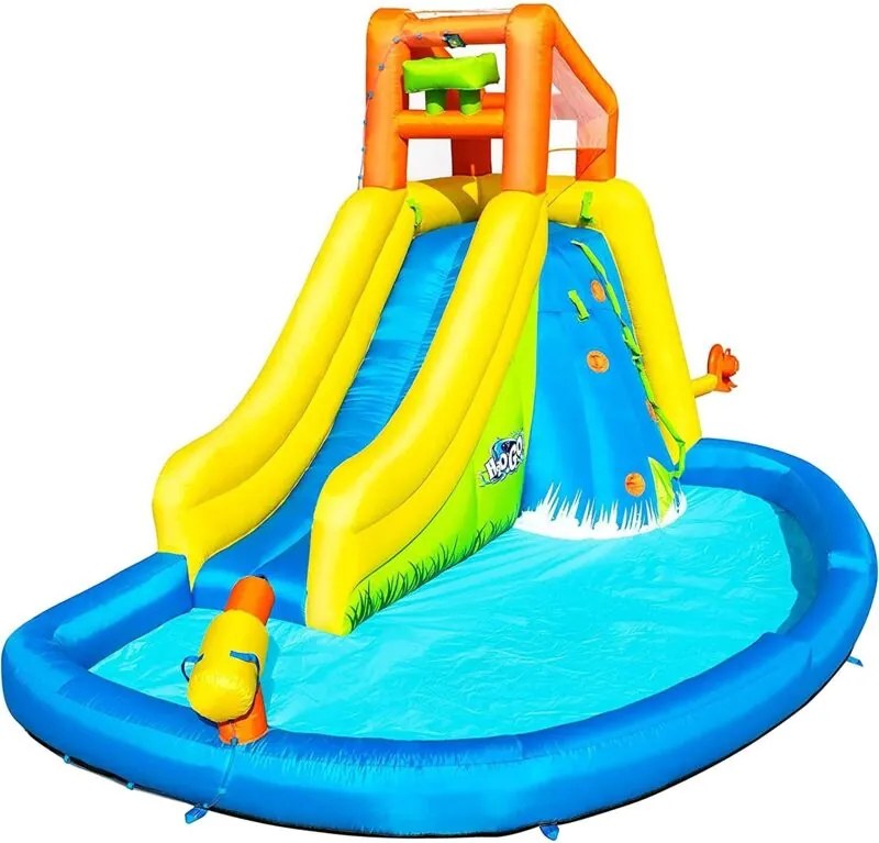 Parco Acquatico Mega Mount,Cm. 435X286X267,Con Scivolo Spruzzi Vari Piscinetta, Cannone Spara Acqua,Con Motore Incluso - Bestway