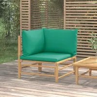 Divano Angolare da Giardino con Cuscini Verdi in Bambcod mxl 94679