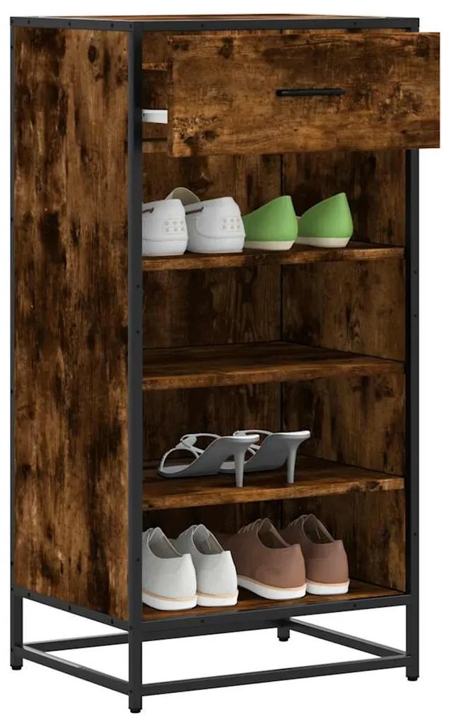 Scarpiera Rovere Fumo 48x38x97,5 Cm İn Legno Multistrato /