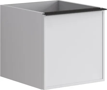 Cassettiera Pixel con 2 cassetti (1 interno) frontale Frame  laccato opaco bianco e maniglia alluminio nero opaco L.40 H.40 P.45,5 cm.