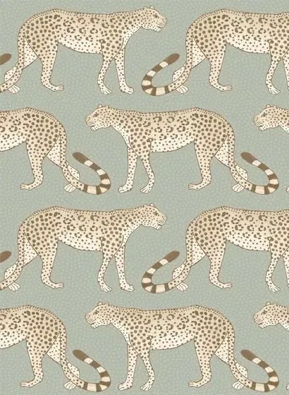 Cole & Son Carta da parati Leopard Walk - Olive/ White