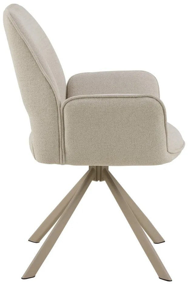 Sedia da pranzo beige in imbottito con braccioli Graham – Actona
