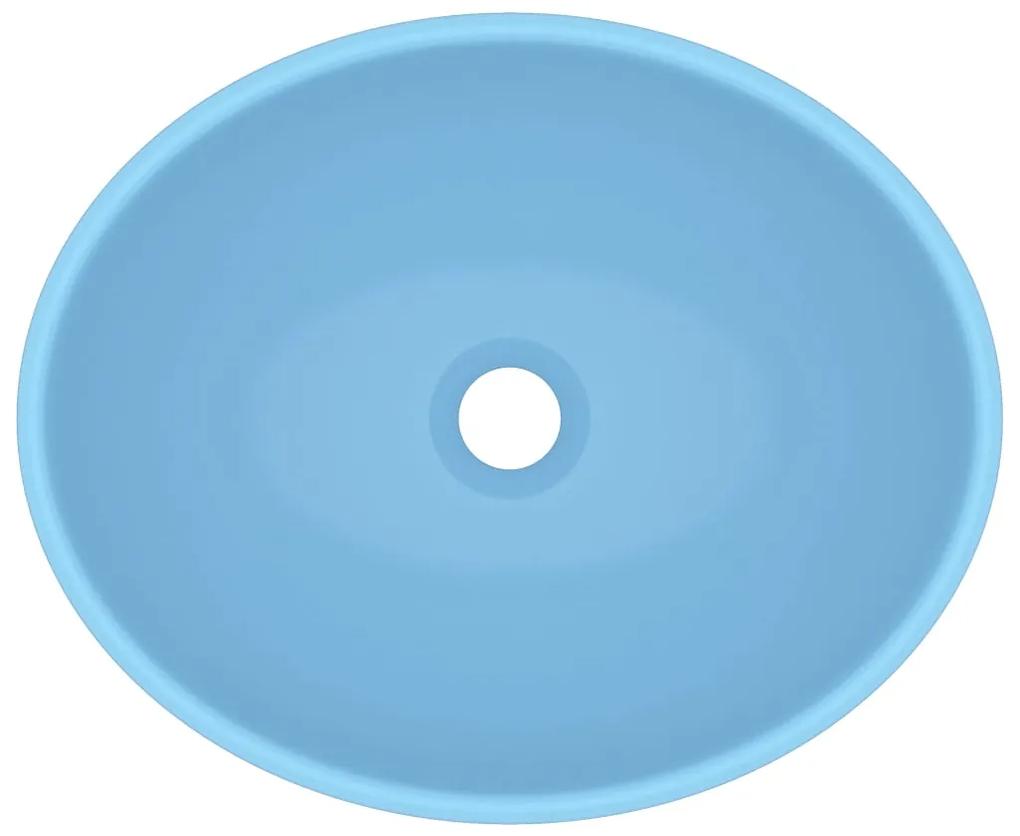 Lavandino Lusso Ovale Azzurro Opaco 40x33 cm in Ceramica