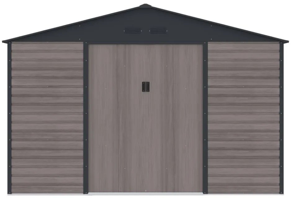 Casetta da giardino 10,98 m² in Acciaio galvanizzato effetto legno Grigio - ADELMO